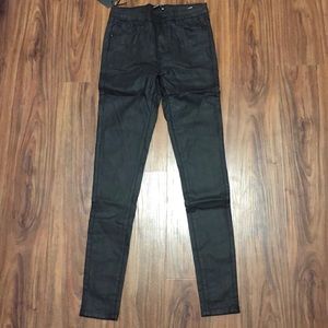 Black PU coated faux leather skinny jeans